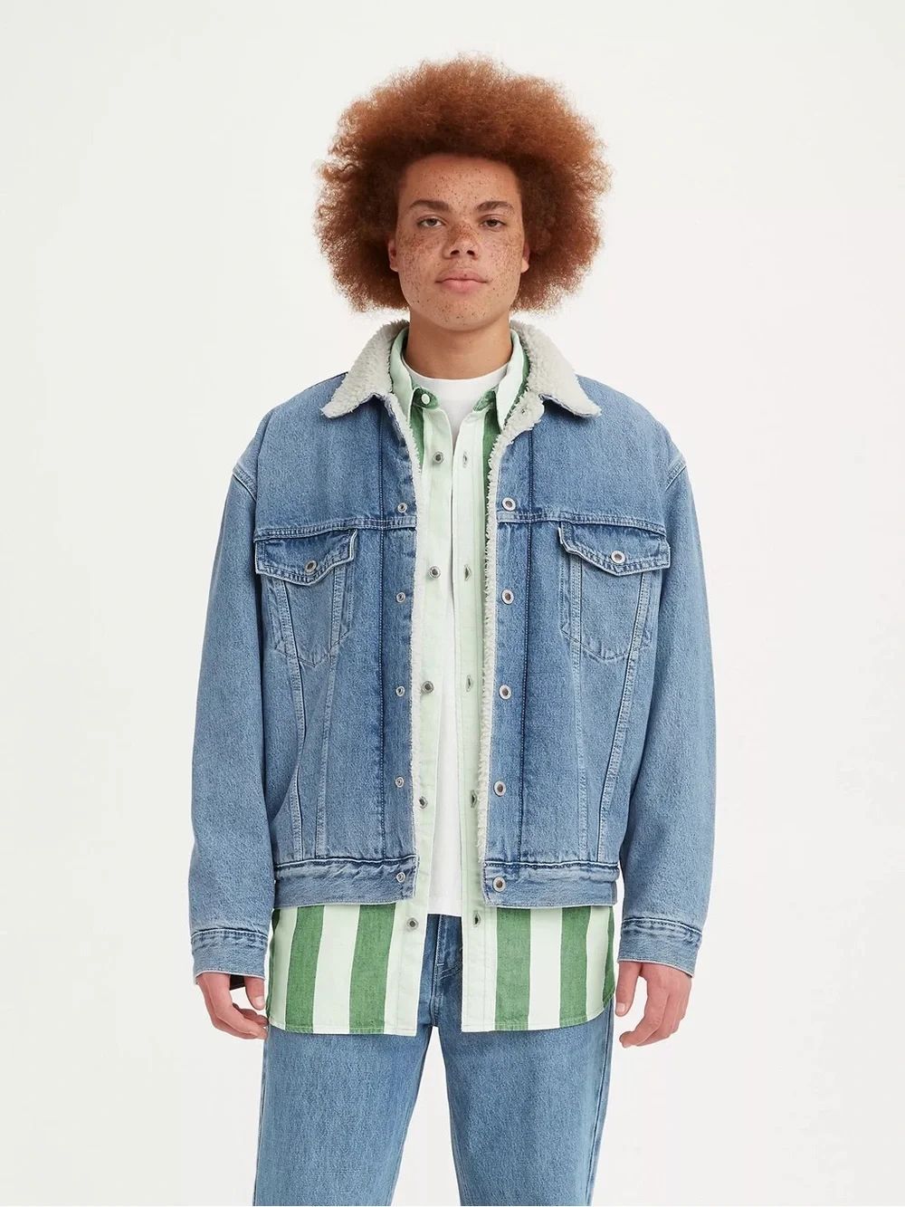 Levi’s Kids Silvertab Sherpa Trucker Jacket Light Wash Sz 10/12 Y
